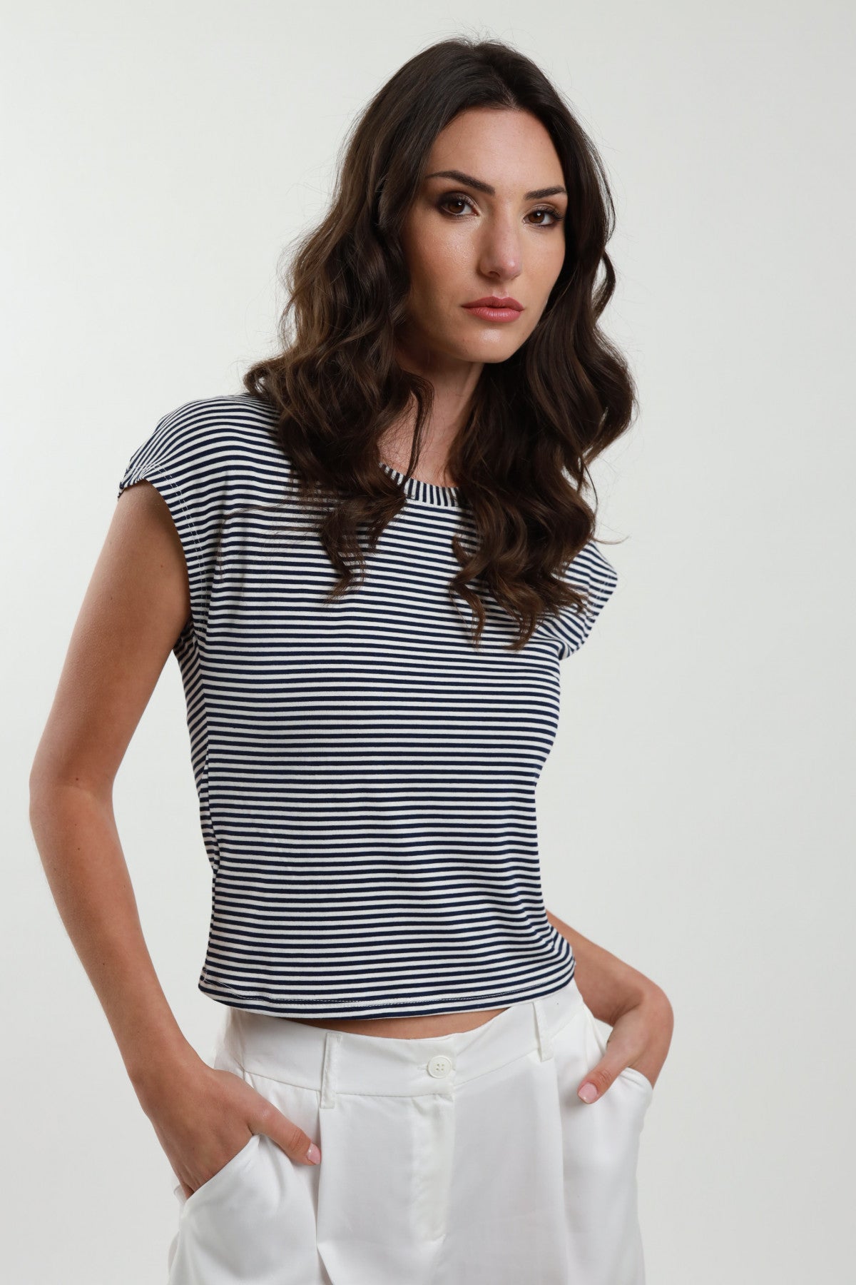 T-Shirt Crop a Righe Susy Mix